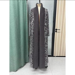Pleated Abaya in Mocha Abstract