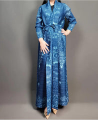 Pleated Abaya - Midnight Azure