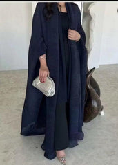 Pleated Abaya - Dark Blue Pleated