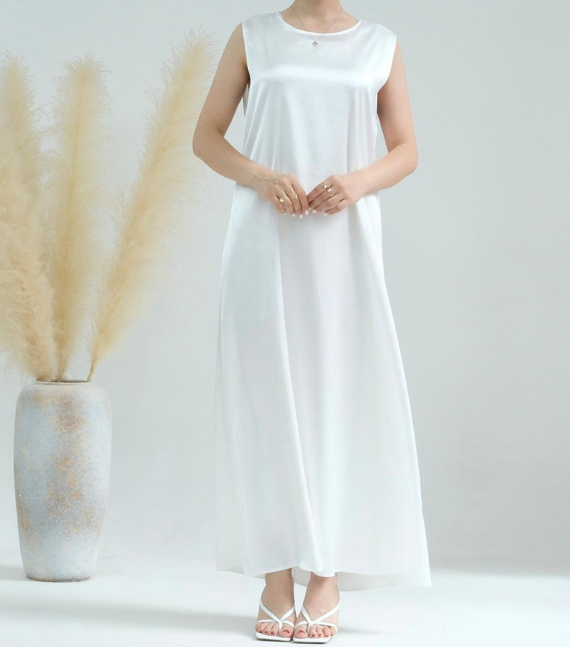 Abaya Muslim Basic Inner Dress Robe Sleeveless Tank Long Dress